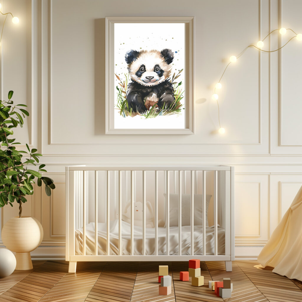 panda poster waterverf kinderkamer schattig leuk V2
