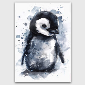 penguin poster waterverf kinderkamer schattig leuk