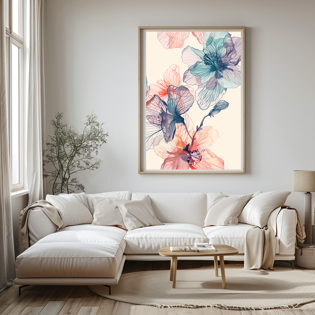 poster lineart kleurrijke bloemen abstract kunst woonkamer keuken kantoor slaapkamer modern v2