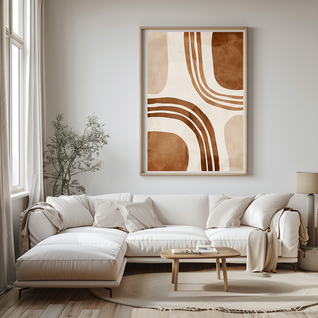 poster vormen abstract kunst woonkamer keuken kantoor slaapkamer aardkleuren modern v2