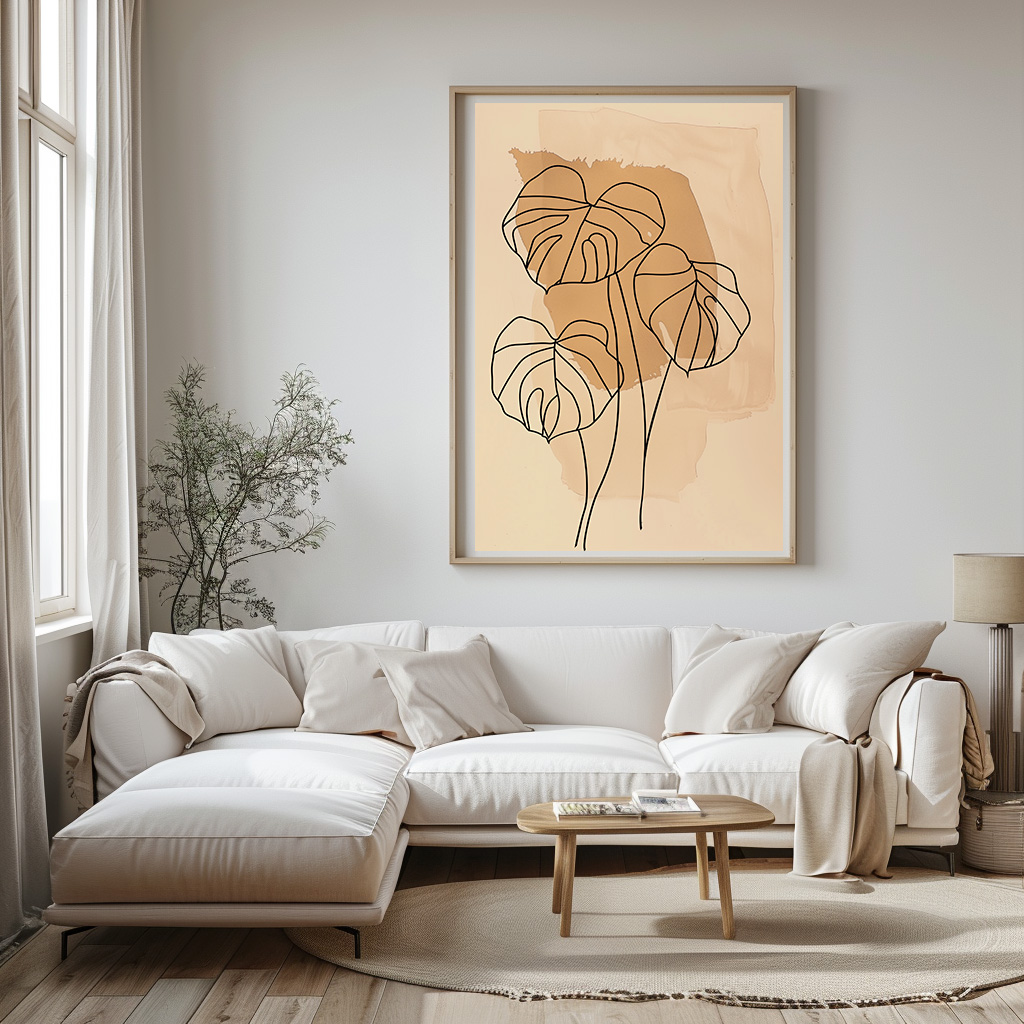 poster olifantsoor lijnkunst abstract kunst woonkamer keuken kantoor slaapkamer aardkleuren modern v2