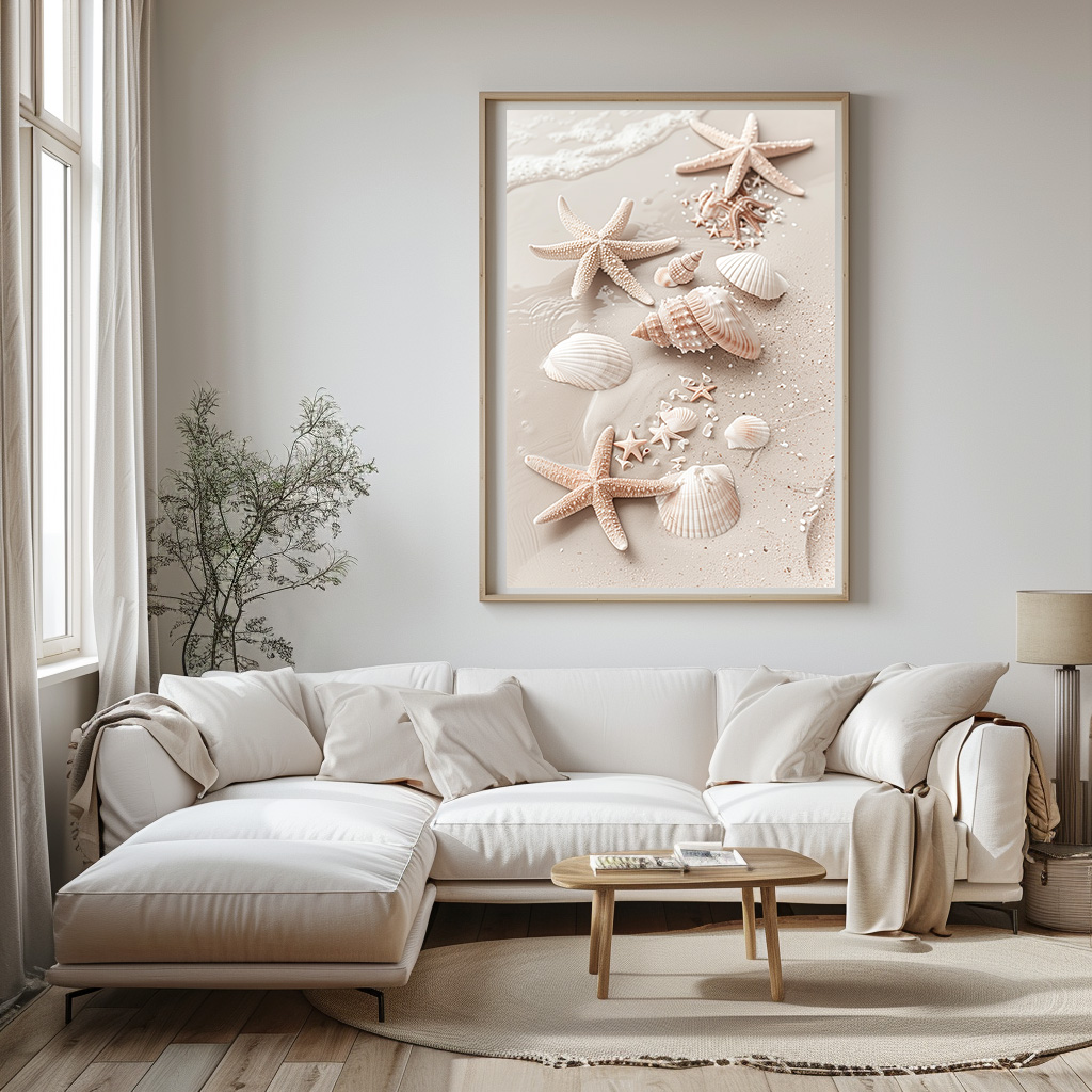 Poster schelpen strand woonkamer slaapkamer keuken kantoor atelier rustgevend natuur