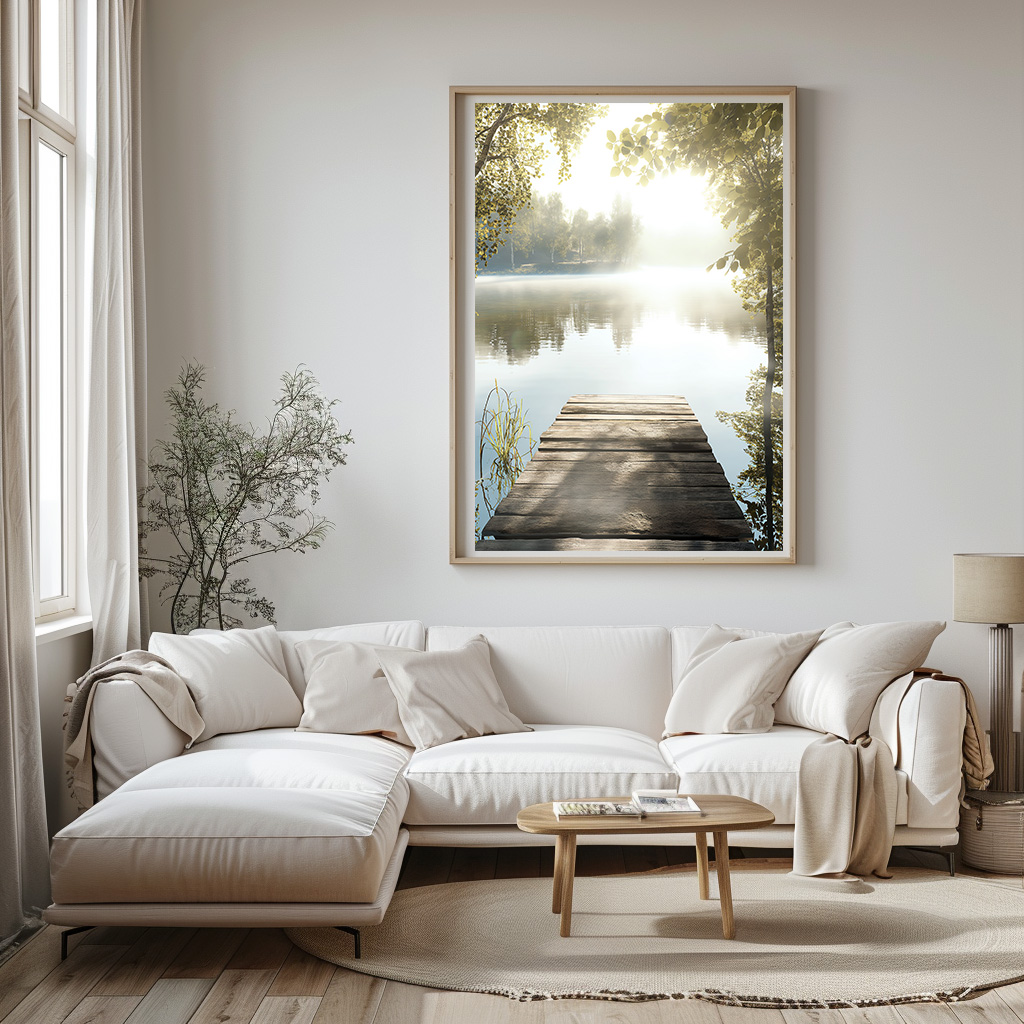 Poster stijger bij het meer woonkamer slaapkamer keuken kantoor atelier rustgevend natuur v2