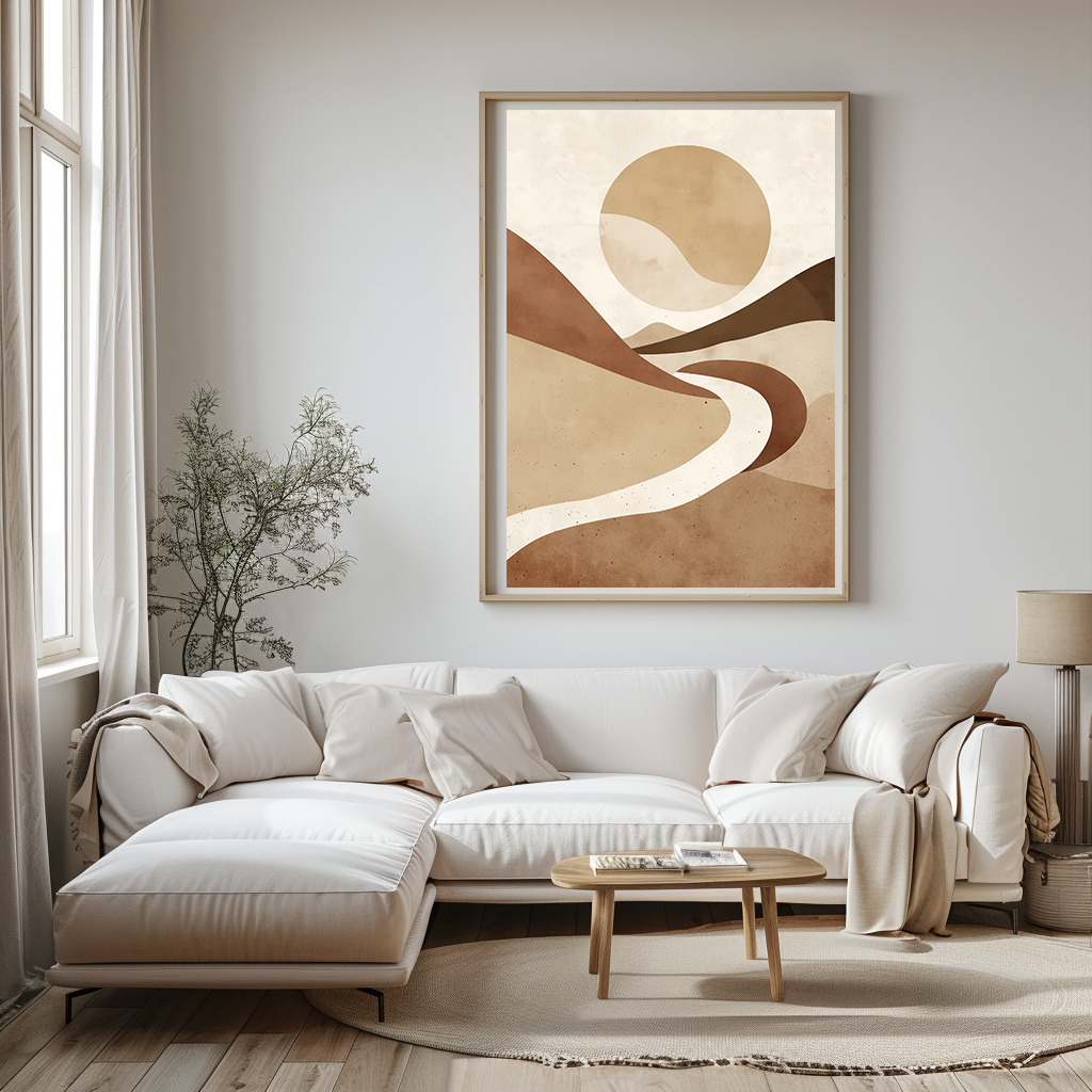 poster vormen woestijn abstract kunst woonkamer keuken kantoor slaapkamer aardkleuren modern v2