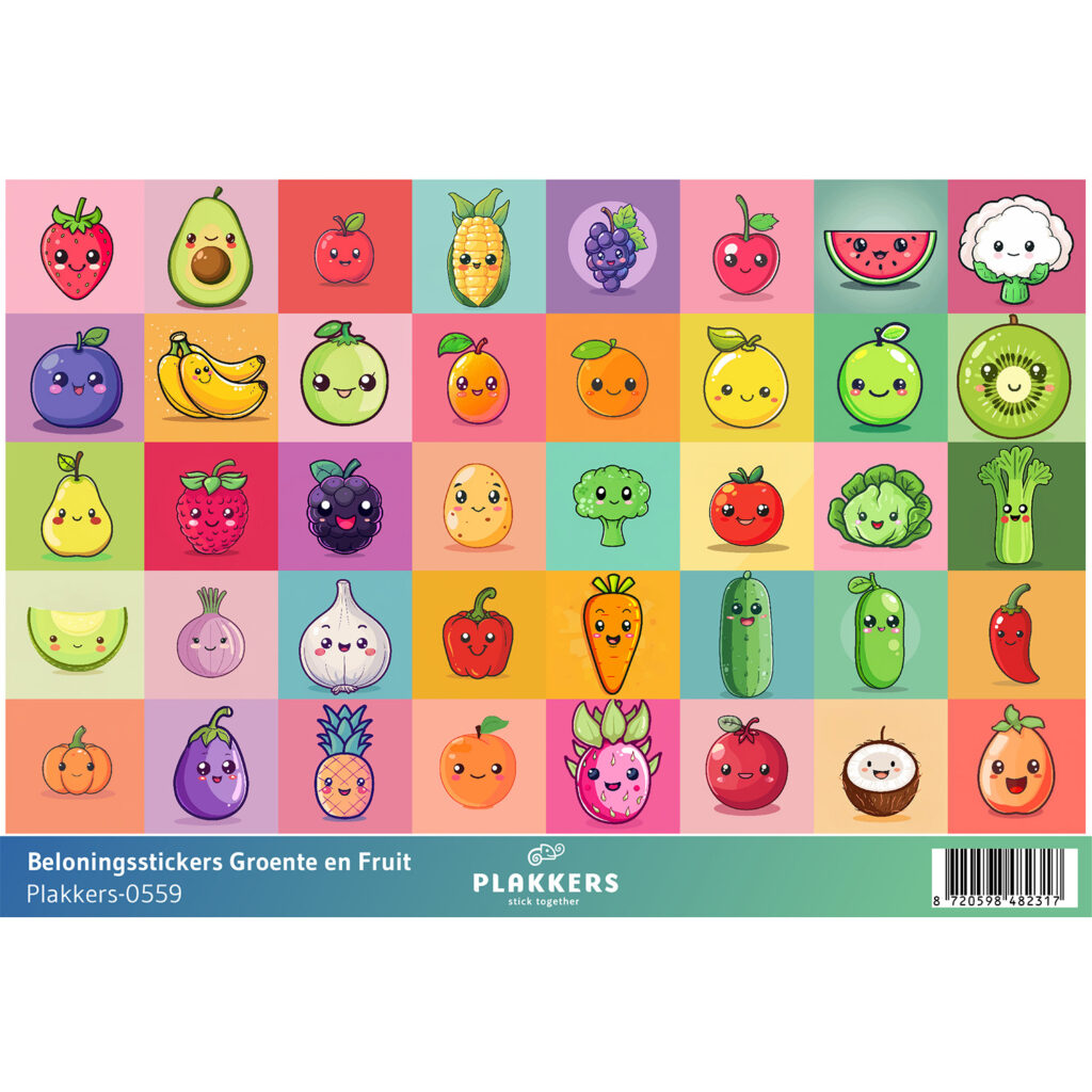 Beloningsstickers groente en fruit basisschool opvoeding leuk grappig schattig plakkers