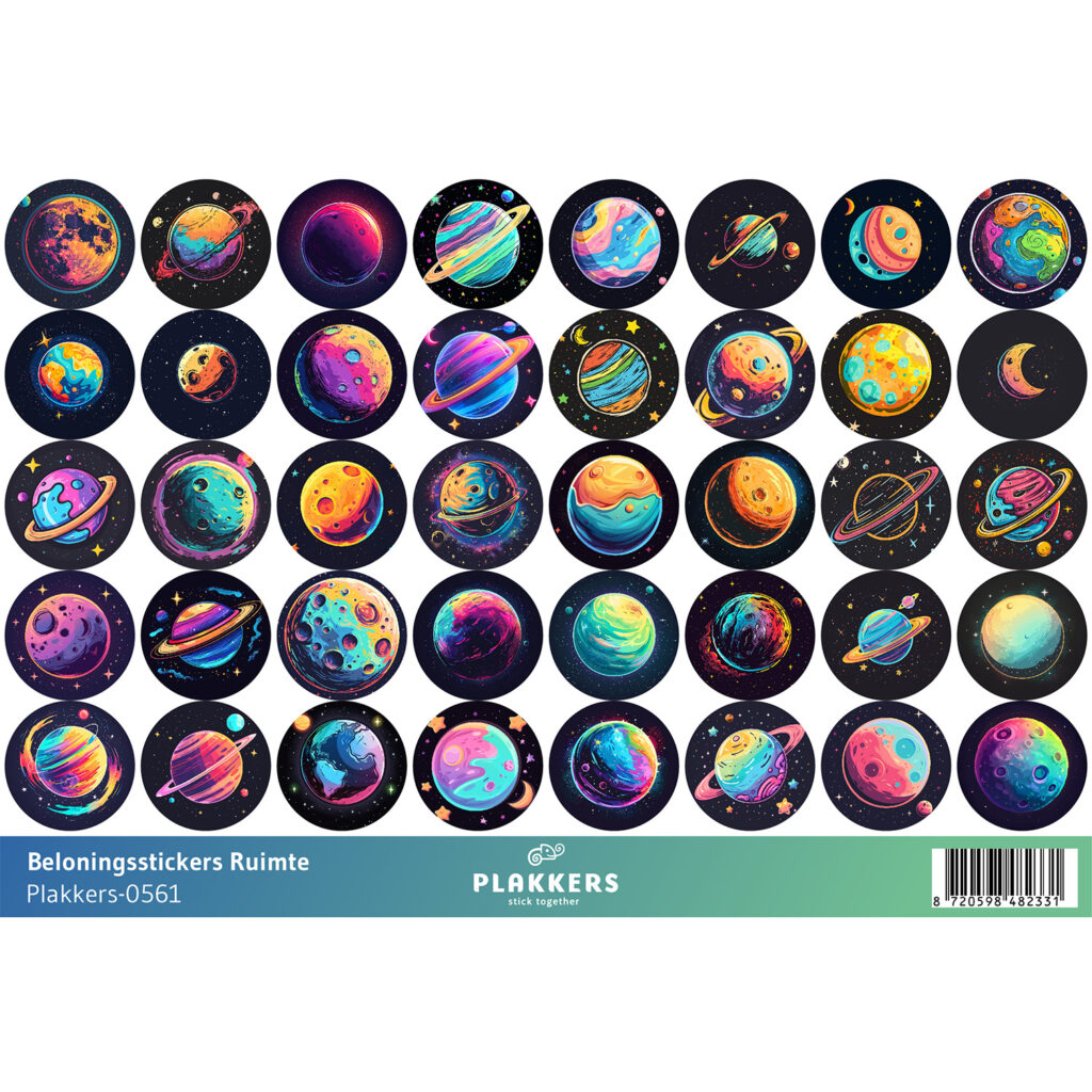 Beloningsstickers ruimte basisschool opvoeding leuk artistiek plakkers