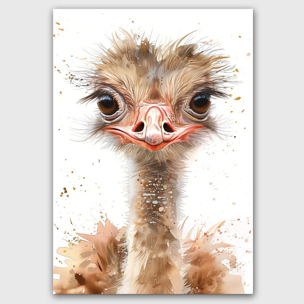 struisvogel poster waterverf kinderkamer schattig leuk