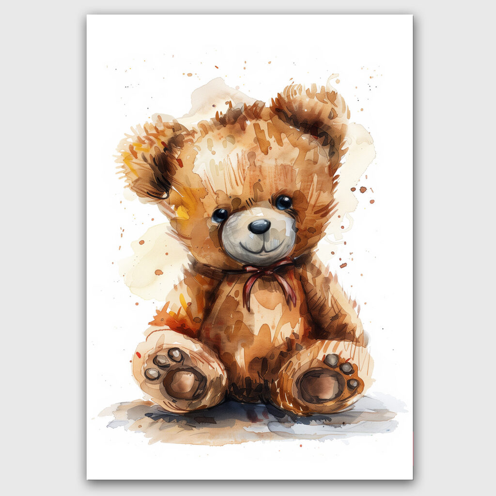 teddy poster waterverf kinderkamer schattig leuk