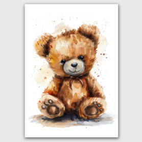 teddy poster waterverf kinderkamer schattig leuk