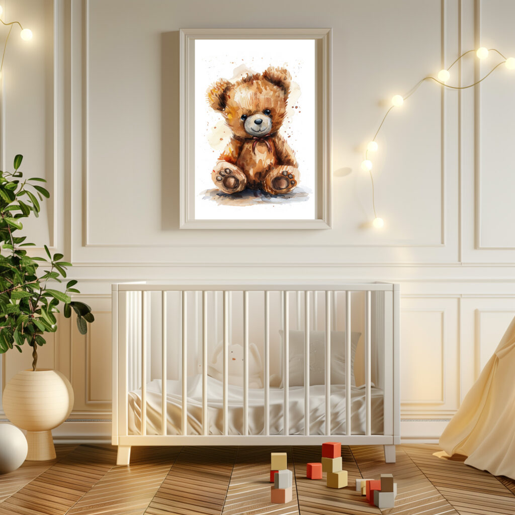 teddy poster waterverf kinderkamer schattig leukV2