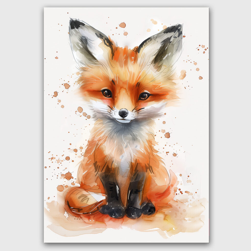 Vos poster waterverf kinderkamer schattig leuk