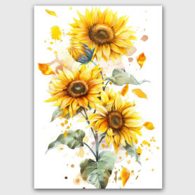 zonnebloem waterverf poster creatief stijlvol fauna bloemen woonkamer keuken slaapkamer kantoor