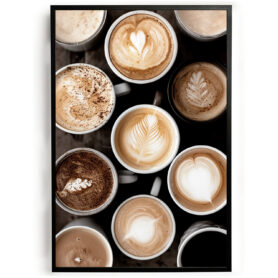 Poster bakjes koffie latte art keuken eetkamer koffiehoek barista