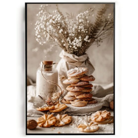 Poster koekjes met poedersuiker keuken eethoek