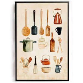 Poster keukengerei keuken eethoek vintage