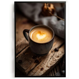 Poster koffiekopje melkschuim hart keuken eethoek