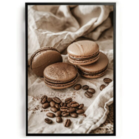 Poster macarons koffie keuken stilleven bonen