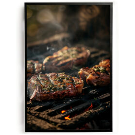 Poster barbeque vlees keuken barbeque