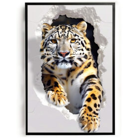 Poster 3d effect luipaard klimt uit muur slaapkamer woonkamer kantoor
