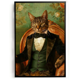 Poster kat strak in pak grappig dieren woonkamer slaapkamer kantoor humor