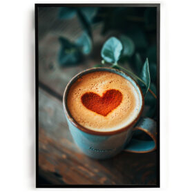 Poster kopje koffie met hartje rustiek gezellig sfeer