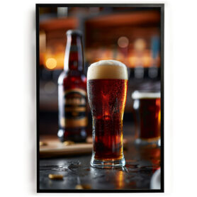 Poster biertje op de bar keuken mancave