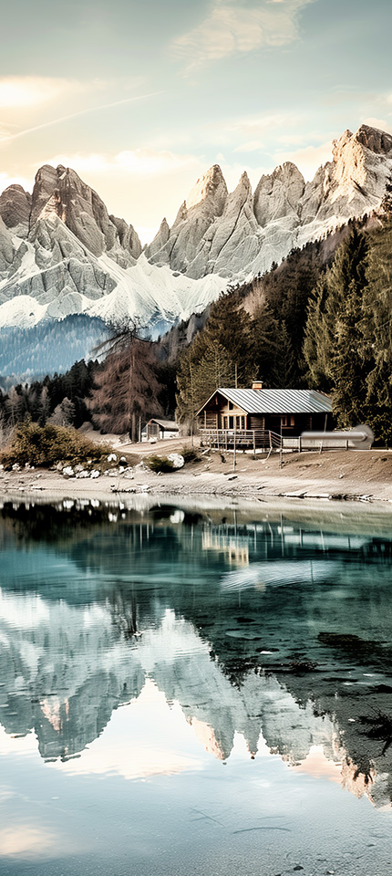 blokhut in de bergen deursticker poster modern stijlvol plakkers