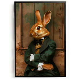 Poster konijn strak in pak woonkamer kantoor slaapkamer inspiratie