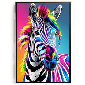 Poster zebra in regenboogkleuren slaapkamer woonkamer kantoor inspiratie