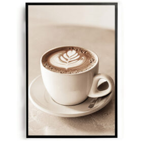 Poster pakje koffie met latte art keuken eetkamer koffiehoek inspiratie