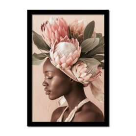 Poster vrouw met bloemen op hoofd inspiratie woonkamer slaapkamer kantoor