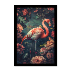 Poster flamingo omringd door bloemen woonkamer slaapkamer kantoor inspiratie