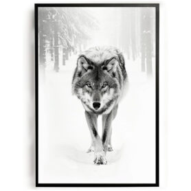 Poster wolf in besneeuwd bos kantoor slaapkamer woonkamer inspiratie