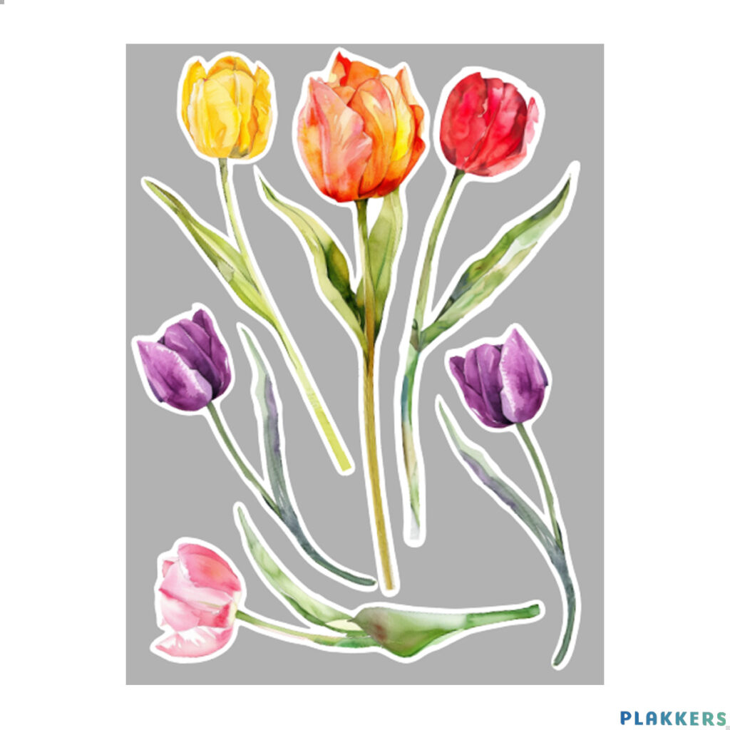 bloemen container stickers goedkoop kleur tulpen tulips klikostickers vel