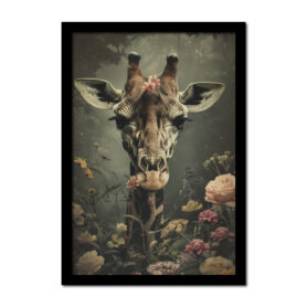 Poster Giraffe in bloemenveld woonkamer slaapkamer kantoor inspiratie