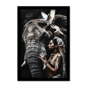 Poster vrouw met olifant en witte duiven inspiratie woonkamer slaapkamer kantoor