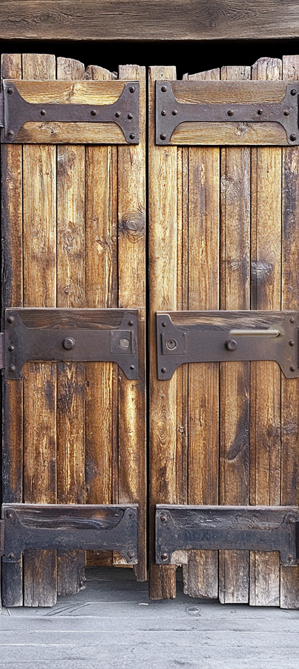 deursticker hoofd foto Deursticker / poster vervallen saloon deur inspiratie wilde westen cowboys grappig inspiratie