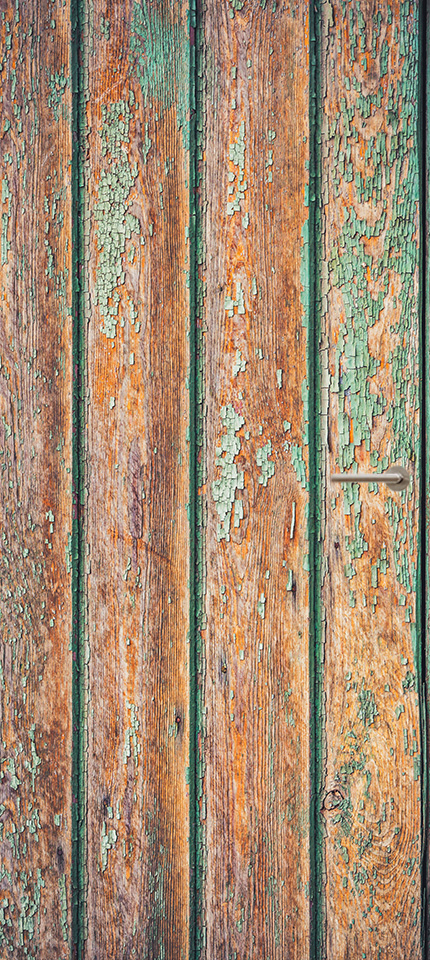 Deursticker / poster afgebladerde turquoise deur