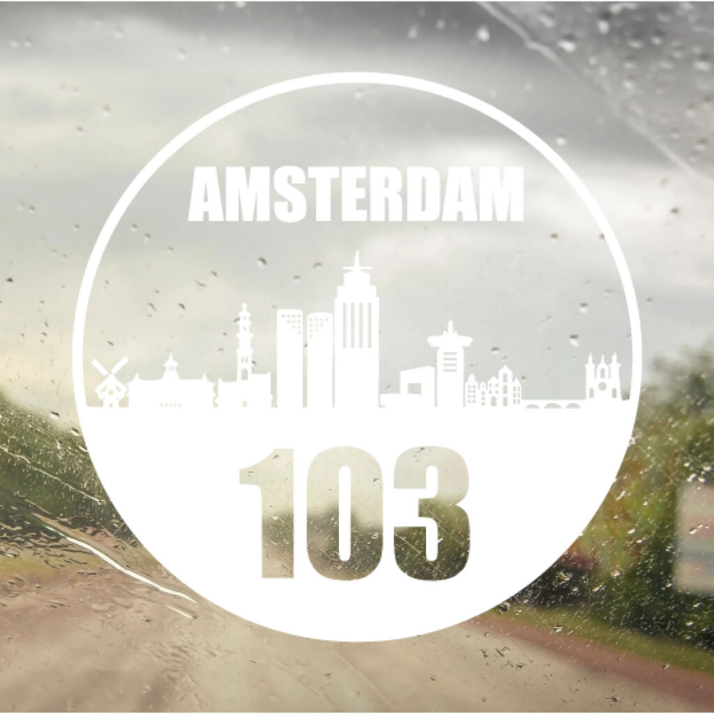 Containersticker huisnummer skyline Amsterdam