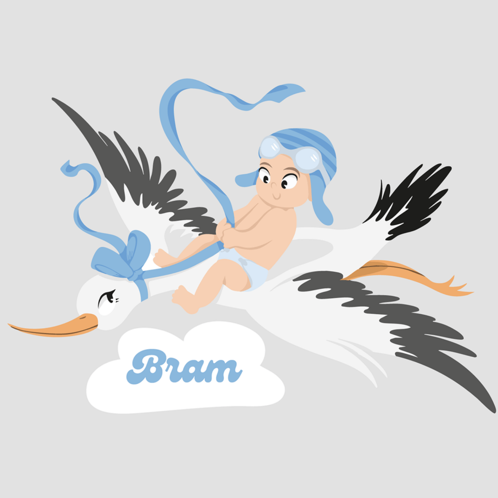 Geboortesticker jongen of meisje met ooievaar