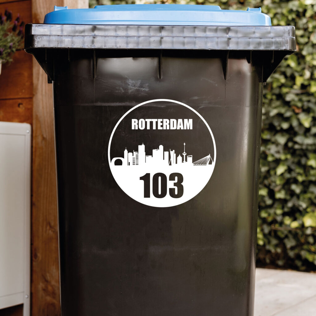 Containersticker huisnummer skyline Rotterdam