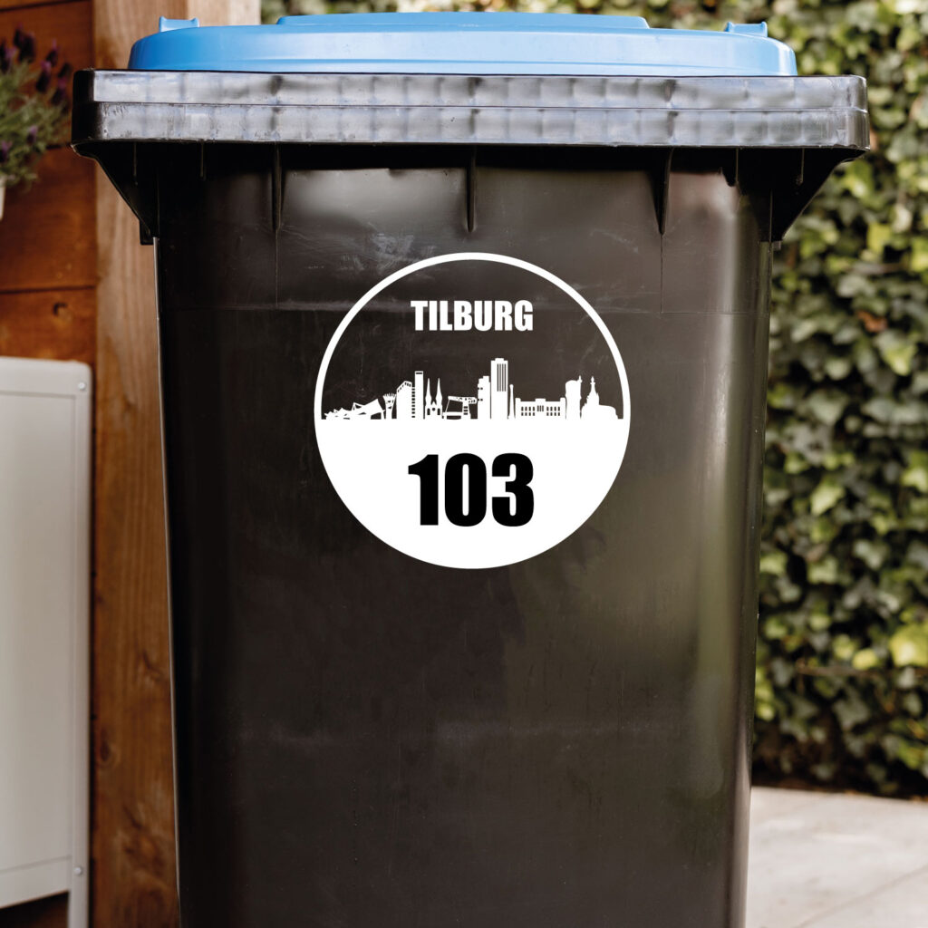 Containersticker huisnummer skyline Tilburg