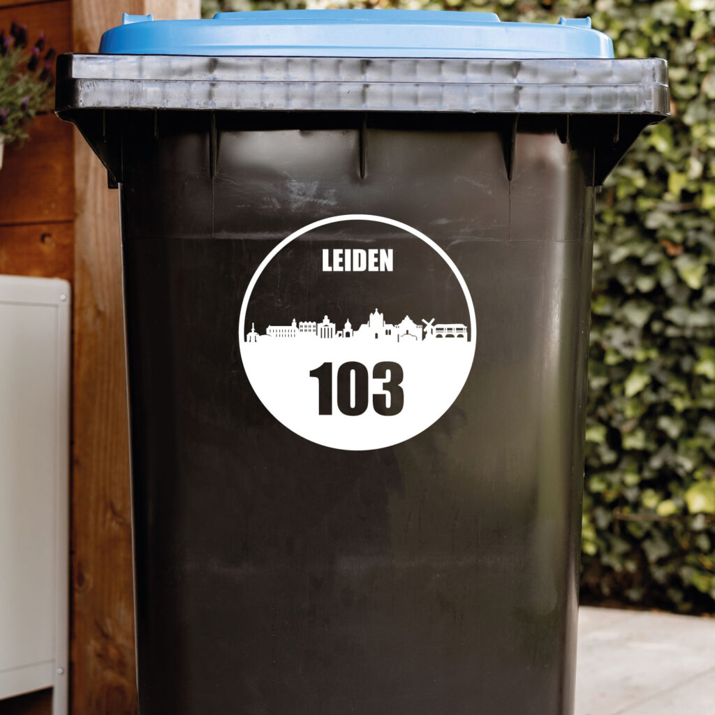 Containersticker huisnummer skyline Leiden