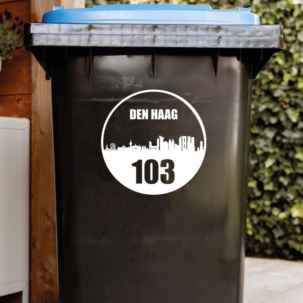 Containersticker huisnummer skyline Den Haag