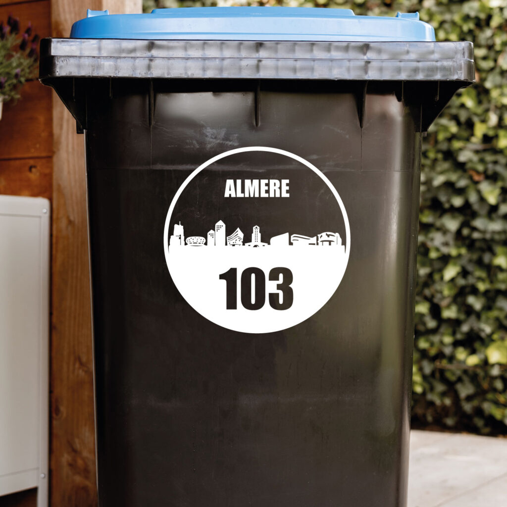 Containersticker huisnummer skyline Almere