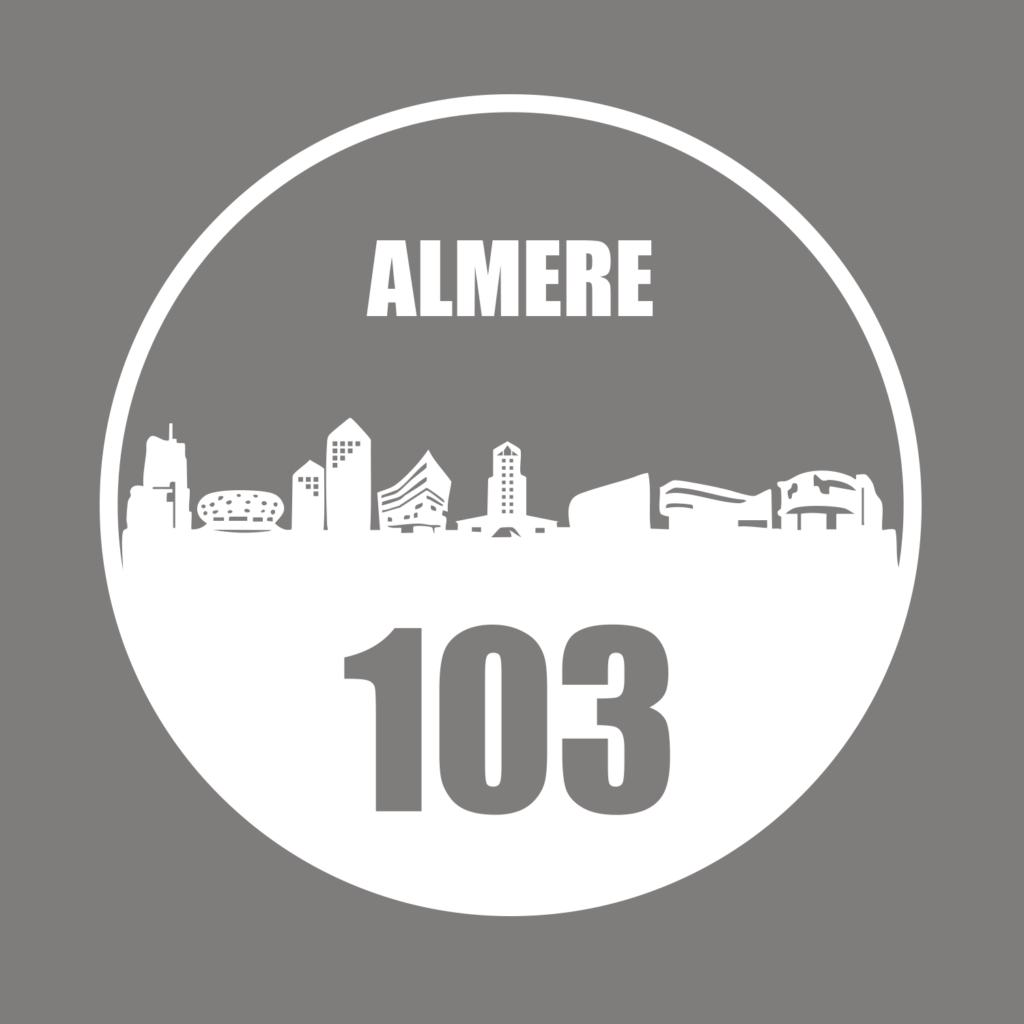 Containersticker huisnummer skyline Almere