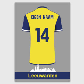 leeuwarden sc cambuur shirt voetbalclub logo poster rood wit kleuren shirt kinderkamer eigen naam en nummer