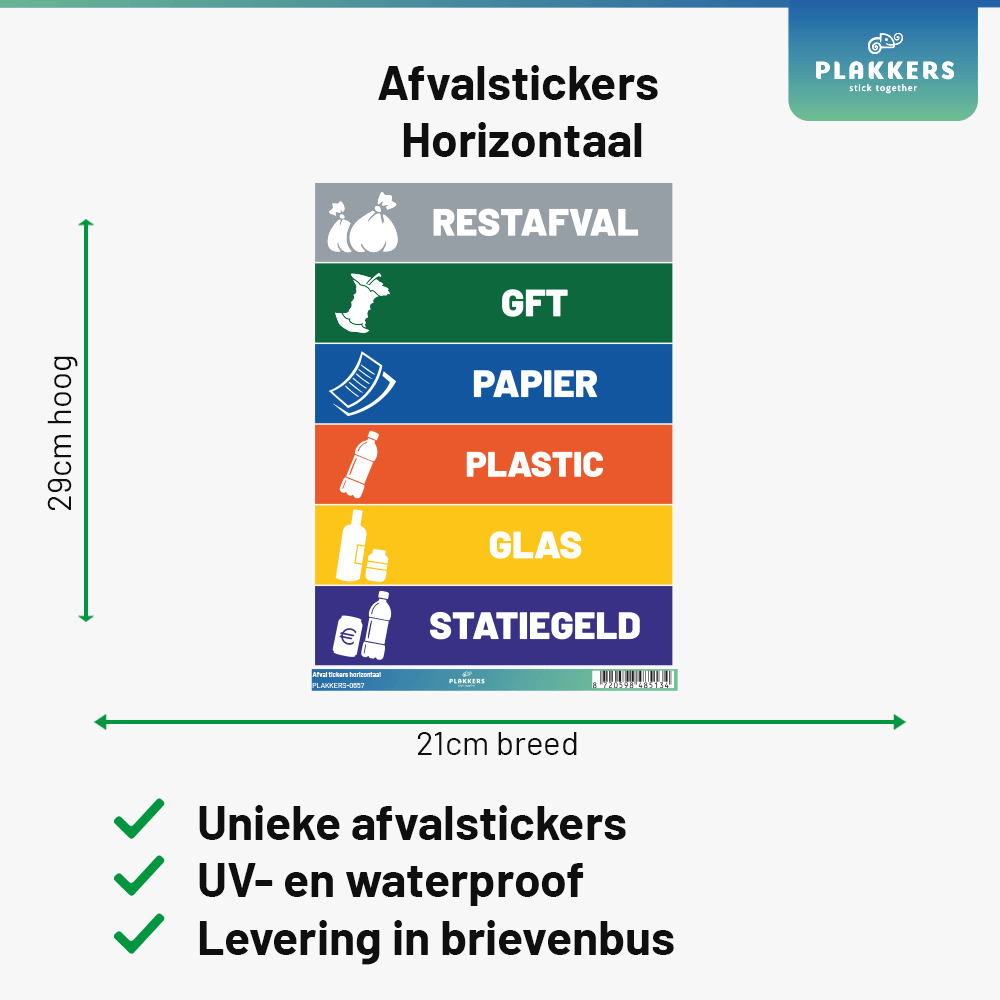 Afvalstickers Horizontaal