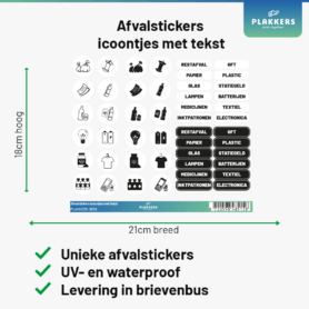 Afvalstickers Icoontjes met Tekst