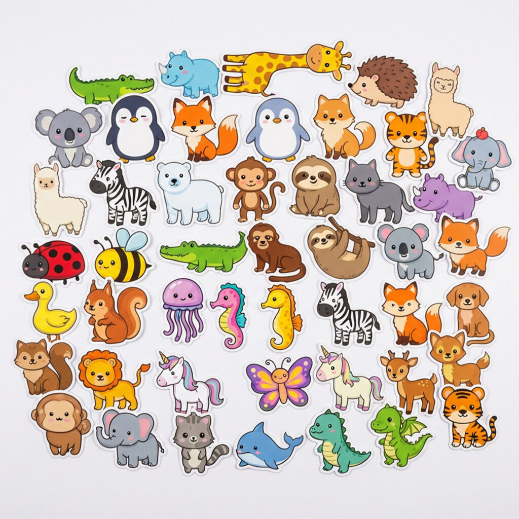 vrolijke dieren stickers 50 stuks klein gitaar laptop kleurrijk2